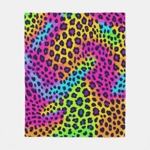 Neon Leopard Print Fleece Blanket