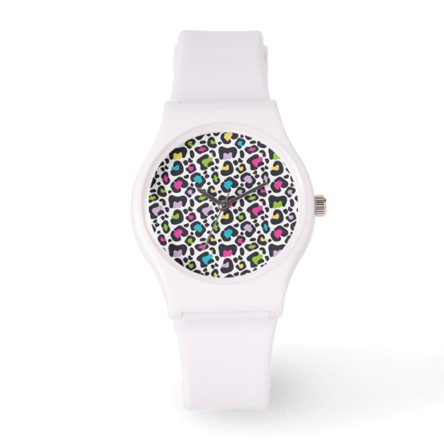 Neon Leopard Print Silicone Watch (Front)