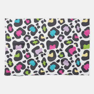 Neon Leopard Print Tea Towel