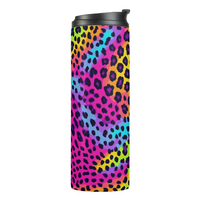 Neon Leopard Print Thermal Tumbler (Rotated Left)
