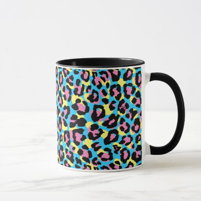 Neon Leopard Spots Pattern Mug (Right)