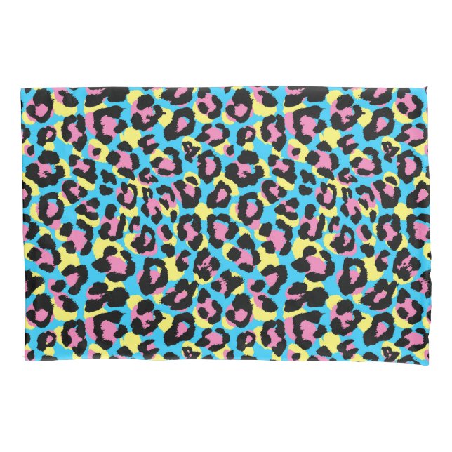 Neon Leopard Spots Pattern Pillowcase (Front-Left)