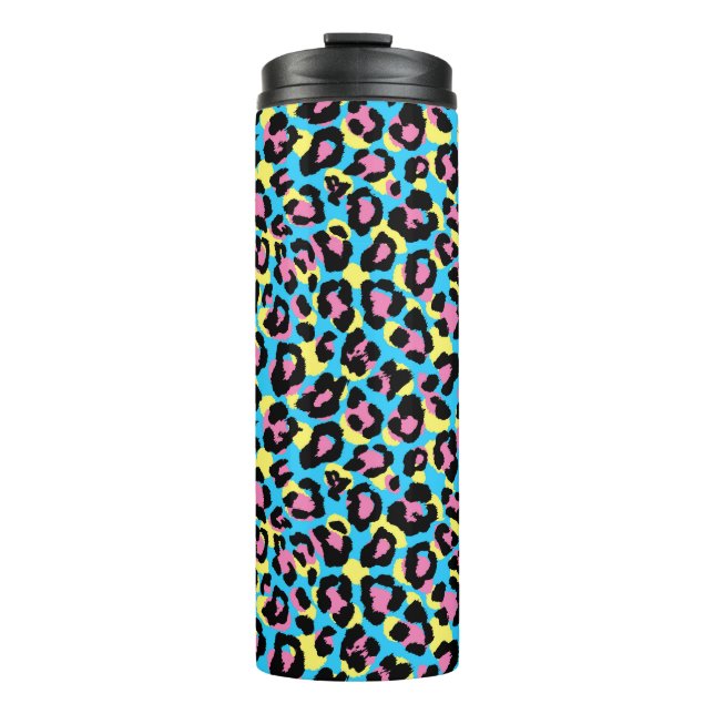 Neon Leopard Spots Pattern Thermal Tumbler (Front)