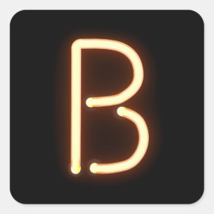 Neon Letter B Square Sticker