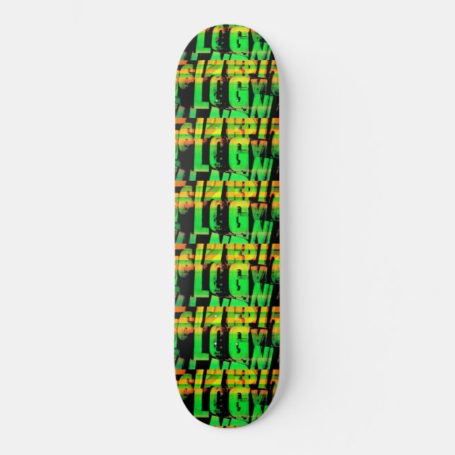 Neon letters and numbers skateboard (Front)