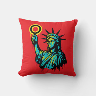 Neon Liberty — Graffiti Style Statue of Liberty Ar Cushion