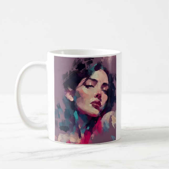 Neon Light Abstract Portrait Coffee Mug (Left)