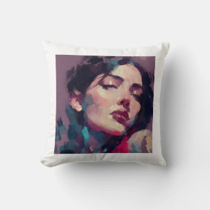 Neon Light Abstract Portrait Cushion