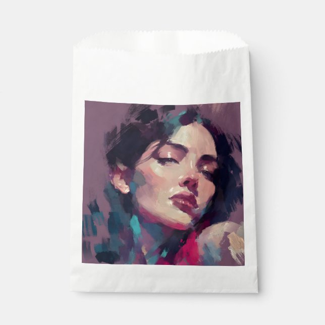 Neon Light Abstract Portrait Favour Bags (Front)