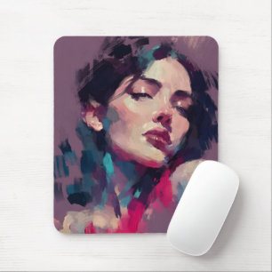Neon Light Abstract Portrait Mouse Mat