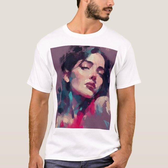 Neon Light Abstract Portrait T-Shirt (Front)