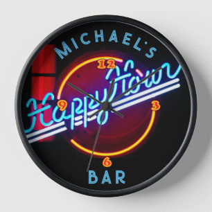 Neon Light BAR Personalised SIGN Man Cave Large Cl Clock