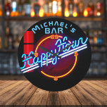 Neon Light BAR Personalized SIGN Man Cave Large Clock<br><div class="desc">Fun and modern this neon sign themed wall clock makes a great gift. Add a name to personalize. In this collection of neon light styled wall clocks are clocks for man cave (bar, happy, hour, beer and cocktail themes), coffee and cafe themes for the kitchen or workplace, car and garage...</div>