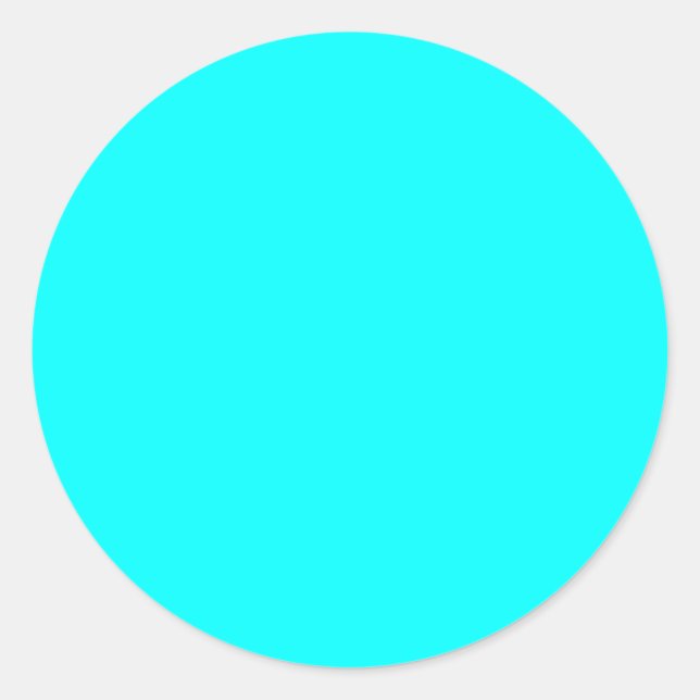 Neon light blue 00ffff classic round sticker (Front)