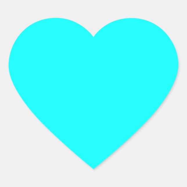 Neon light blue 00ffff heart sticker (Front)