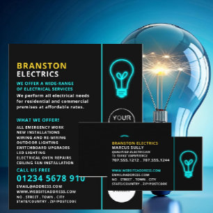 Neon Light, Electrician Advertising Flyer