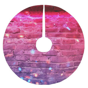 Neon light: empty brick wall. brushed polyester tree skirt