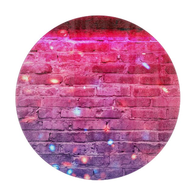 Neon light: empty brick wall. cutting board (Front)