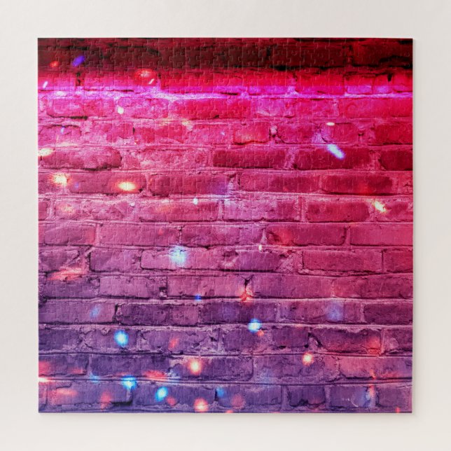 Neon light: empty brick wall. jigsaw puzzle (Vertical)