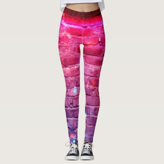 Neon light: empty brick wall. leggings
