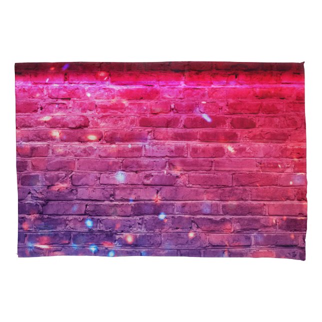 Neon light: empty brick wall. pillowcase (Front)