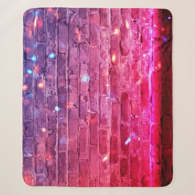 Neon light: empty brick wall. sherpa blanket (Front)