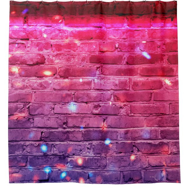 Neon light: empty brick wall. shower curtain (Front)