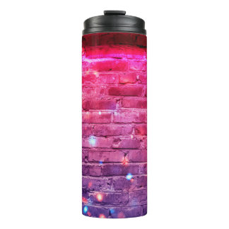 Neon light: empty brick wall. thermal tumbler
