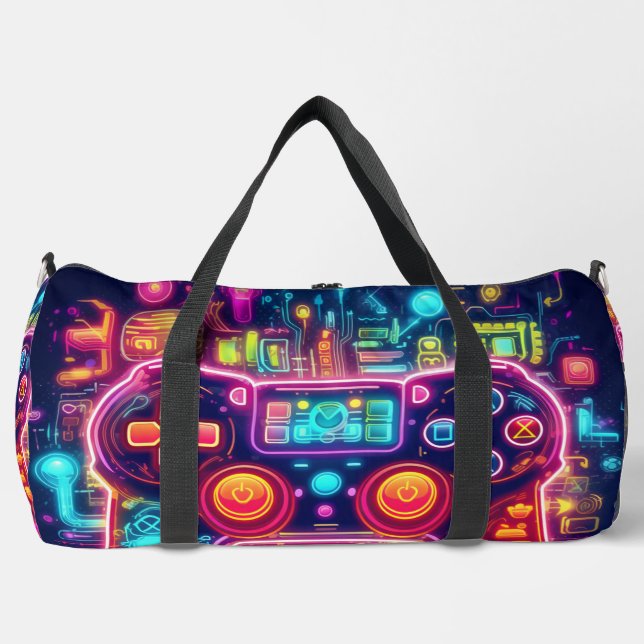 Neon Light Game Controller Duffle Bag (Front)