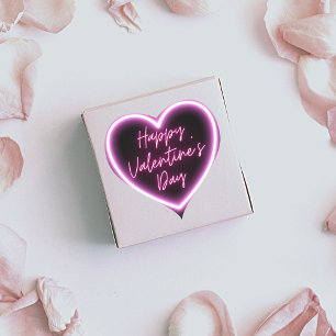 Neon Light, Happy Valentine's Day Heart Sticker