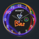 Neon Light Private Home Personalized Bar Clock<br><div class="desc">Customizable to your specifics.</div>