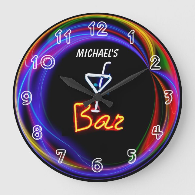 Neon Light Private Home Personalized Bar Clock (Front)