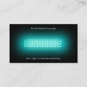 Neon light sign style cover business card