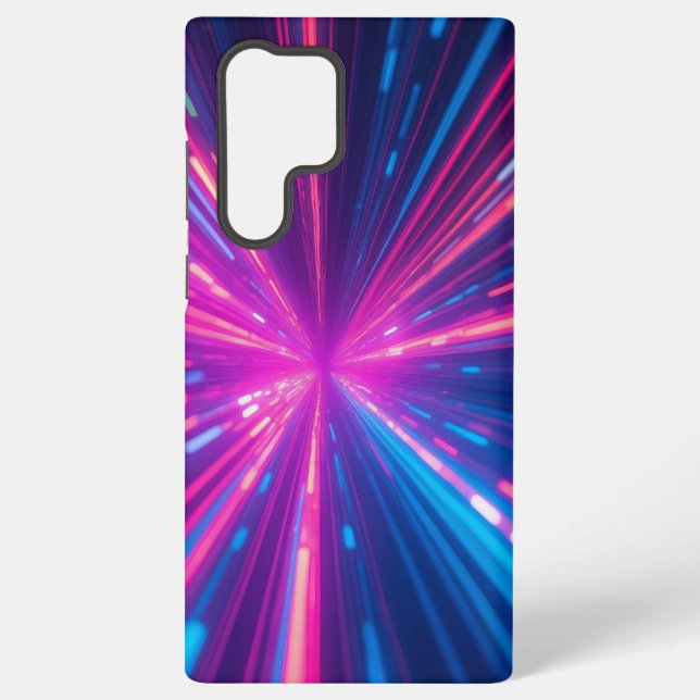 Neon Light Speed futuristic abstract digital art Samsung Galaxy S22 Ultra Case (Back)