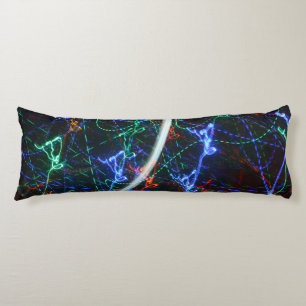 Neon Light Trails Abstract Photography. Cyberpunk Body Cushion