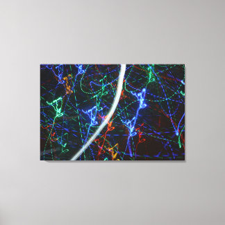Neon Light Trails Abstract Photography. Cyberpunk Canvas Print