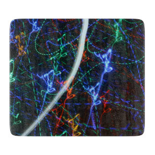 Neon Light Trails Abstract Photography. Cyberpunk  Cutting Board