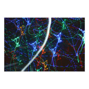 Neon Light Trails Abstract Photography. Cyberpunk Photo Print