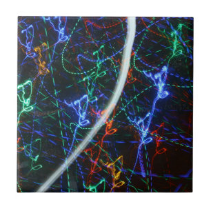 Neon Light Trails Abstract Photography. Cyberpunk Tile
