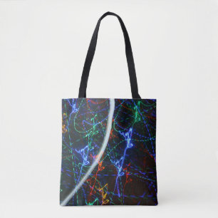 Neon Light Trails Abstract Photography. Cyberpunk Tote Bag