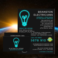 Neon Lightbulb, Electrician Advertising