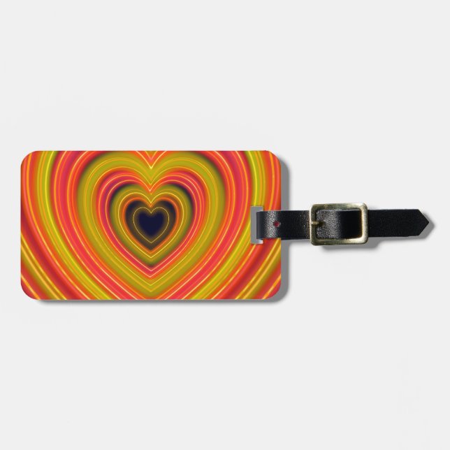 Neon Lighted Girly Heart Design Luggage Tag (Front Horizontal)