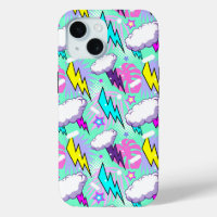 Neon Lightning Bolts & Stars Pattern