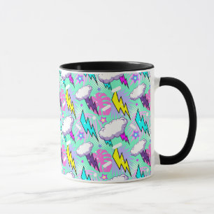 Neon Lightning Bolts & Stars Pattern Mug
