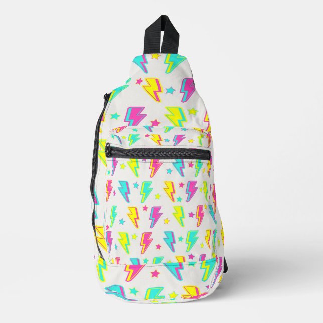 Neon Lightning Star Y2K Pattern Sling Bag (Front)