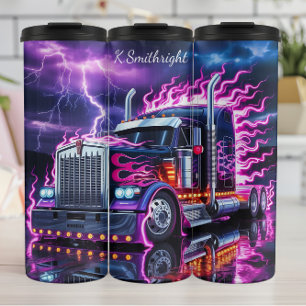Neon Lightning Truck Storm Reflection Thermal Tumbler