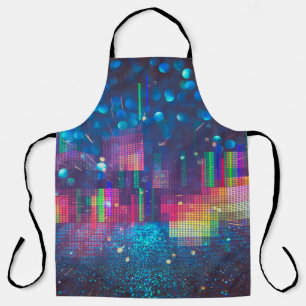 Neon lights and geometric seamless pattern apron