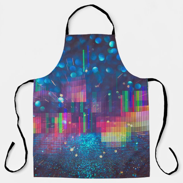 Neon lights and geometric seamless pattern apron (Front)