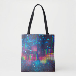 Neon lights and geometric seamless pattern tote bag