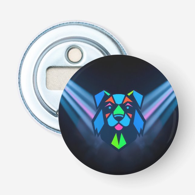Neon lights blue dog bottle opener (Front)